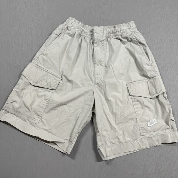 Nike Sport Essentials Mens Small Woven Utility Shorts Beige Khaki Cargo 8 in - Picture 2 of 9